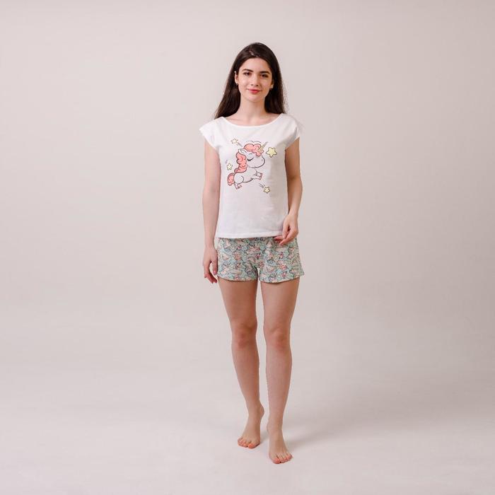Комплект «Дейри» женский (футболка, шорты) цвет белый, размер 42 - Фото 1