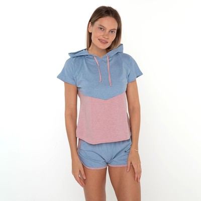 Комплект «Рассвет» женский (футболка, шорты) цвет голубой, размер 48