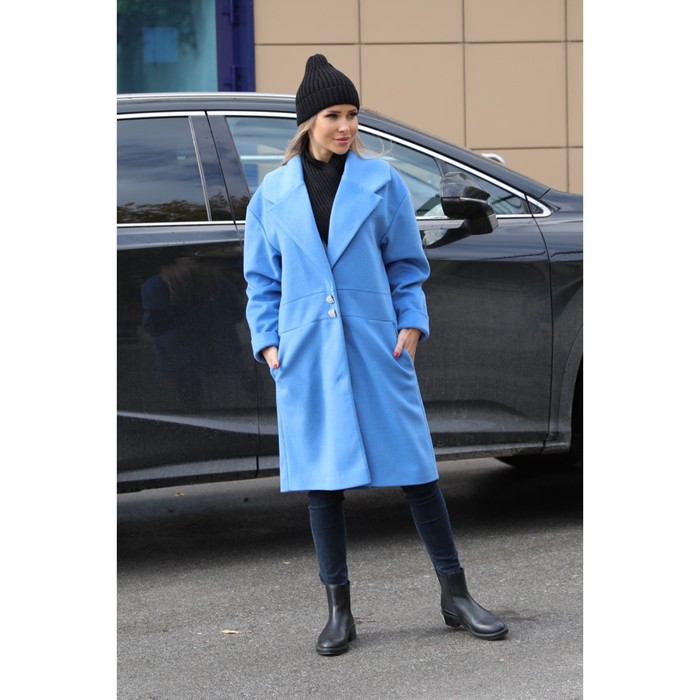 Пальто женское, размер 44, цвет голубой - Фото 1