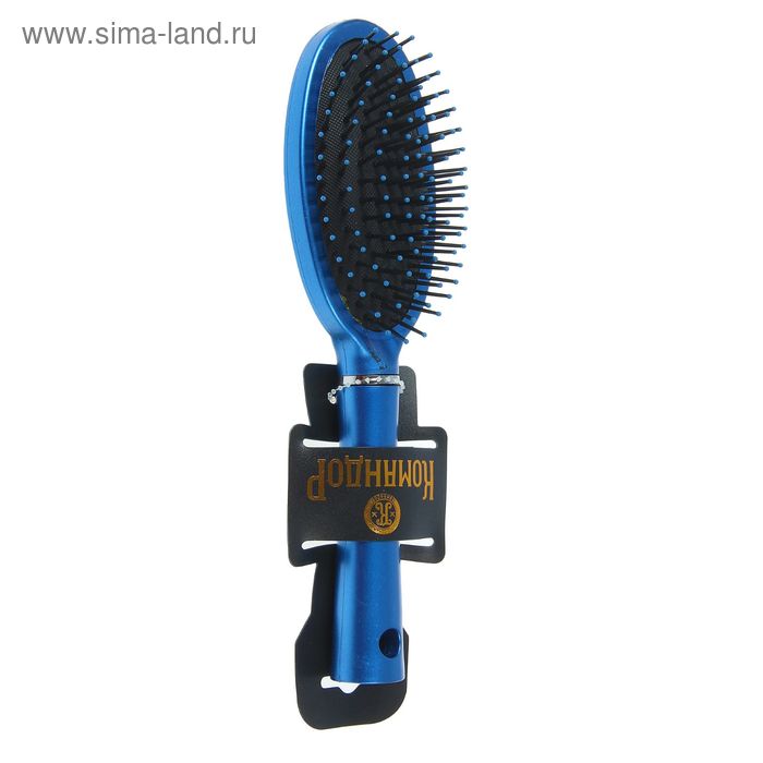 Расчёска массажная, овальная, цвет синий - Фото 1