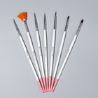 Набор кистей для наращивания и дизайна ногтей, 7 шт, 19 см, цвет белый/розовый - Фото 3