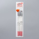 Набор кистей для наращивания и дизайна ногтей, 7 шт, 19 см, цвет белый/розовый - Фото 5