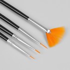 Набор кистей для наращивания и дизайна ногтей, 7 шт, 19 см, цвет чёрный/серебристый - Фото 2
