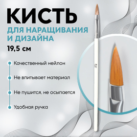 Кисть для наращивания и дизайна ногтей, лепесток, 19,5 см, d=5 × 18 мм, в пластиковом футляре, цвет белый