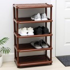 Полка для обуви «Универсал», 5 ярусов, 49.7×30.7×83.7 см, пластик, коричневая - Фото 1