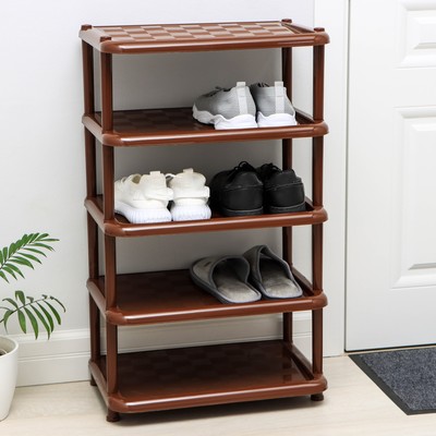 Полка для обуви «Универсал», 5 ярусов, 49.7×30.7×83.7 см, пластик, коричневая