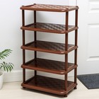 Полка для обуви «Универсал», 5 ярусов, 49.7×30.7×83.7 см, пластик, коричневая - Фото 3