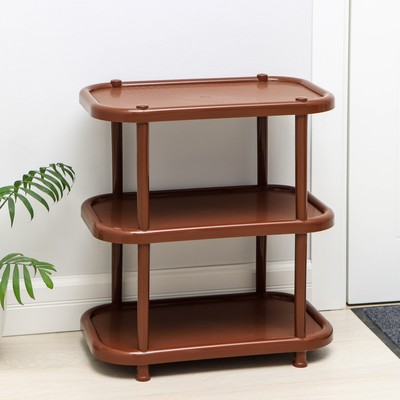 Полка для обуви, 3 яруса, 49.2×30.7×58.2 см, пластик, коричневая