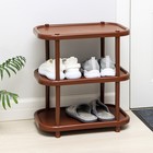 Полка для обуви, 3 яруса, 49.2×30.7×58.2 см, пластик, коричневая - Фото 3