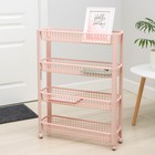 Полка напольная узкая, на колёсиках, 4-х секционная, цвет чайная роза - Фото 2