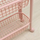 Полка напольная узкая, на колёсиках, 4-х секционная, цвет чайная роза - Фото 3