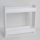 Этажерка настольная узкая, 2-х секционная, на колёсиках, белая - Фото 1