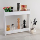 Этажерка настольная узкая, 2-х секционная, на колёсиках, белая - Фото 3