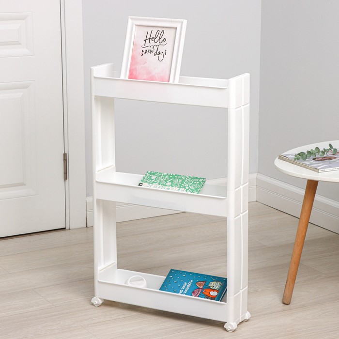 Стойка напольная, 3-х секционная, на колёсиках, белая - Фото 1