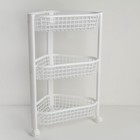 Этажерка напольная угловая 3-х секционная «Евро», на колёсиках, цвет белый - Фото 3