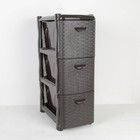 Комод узкий 3-х секционный «Ротанг», коричневый - Фото 1