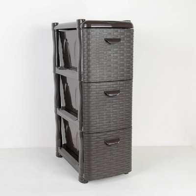 Комод узкий 3-х секционный «Ротанг», коричневый