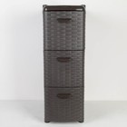 Комод узкий 3-х секционный «Ротанг», коричневый - Фото 2