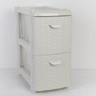 Комод-тумба 2-х секционный узкий «Ротанг», белый - Фото 1