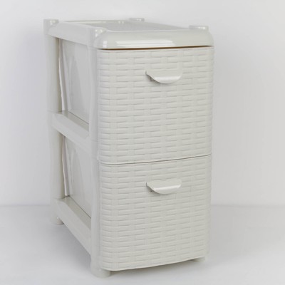 Комод-тумба 2-х секционный узкий «Ротанг», белый