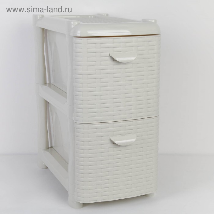 Комод-тумба 2-х секционный узкий «Ротанг», белый - Фото 1