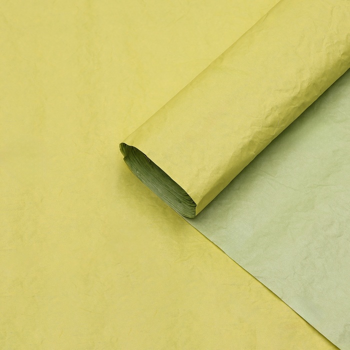 Бумага для упаковки, жатая, эколюкс, двусторонняя, двухцветная, салатовая, желтая, зеленая, рулон 1 шт., 0,7 х 5 м