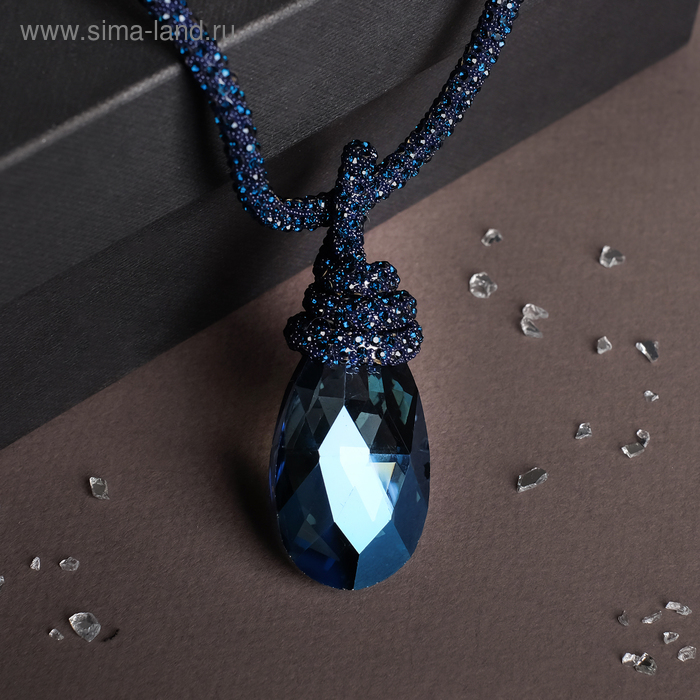 Кулон на декоративной основе "Сокровище" крупный кристалл, цвет синий, 50см - Фото 1