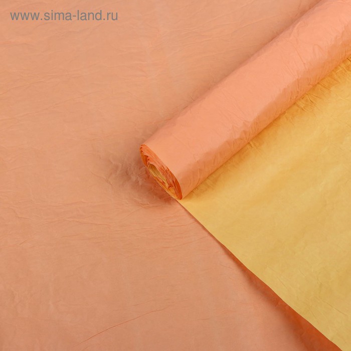 Бумага упаковочная "Эколюкс двухцветная", персиковый-желтая пастель, 0,7 x 5 м - Фото 1