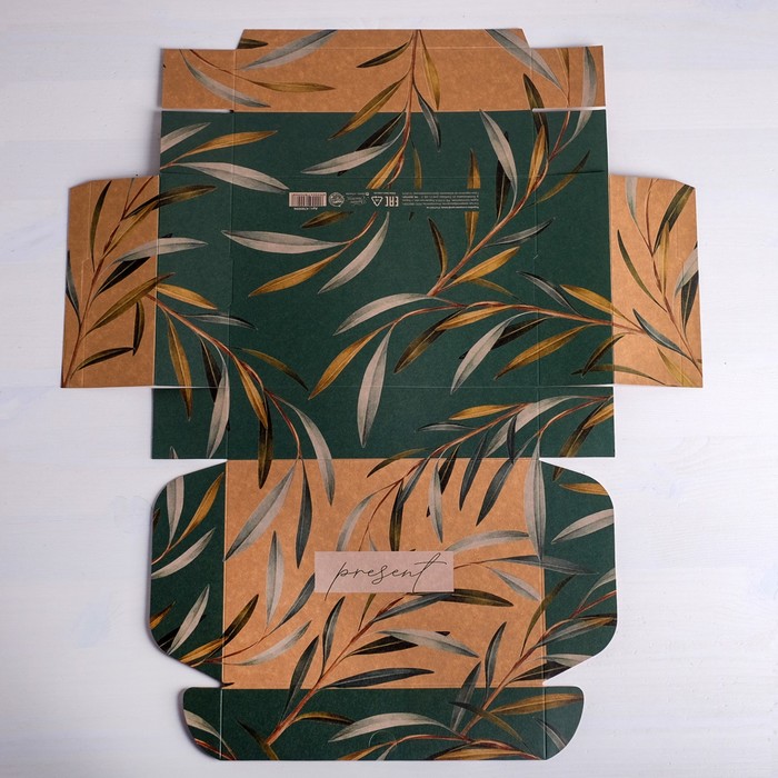 Коробка подарочная складная крафтовая, упаковка, «Present», 21×15×5 см