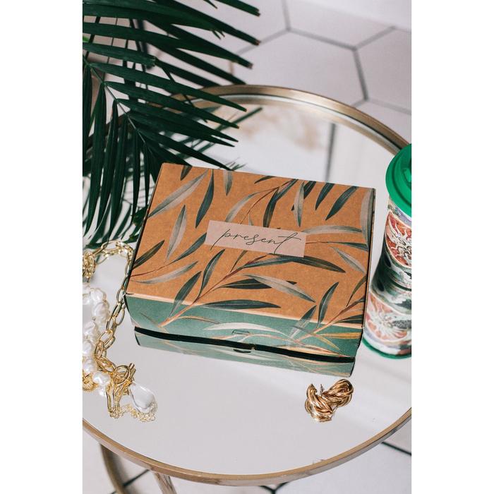 Коробка подарочная складная крафтовая, упаковка, «Present», 21×15×5 см