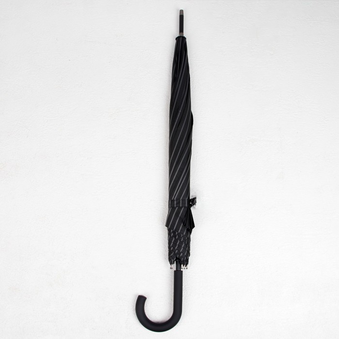 Зонт - трость полуавтоматический «Полоска», 8 спиц, R = 56, цвет чёрный - фото 1905649046