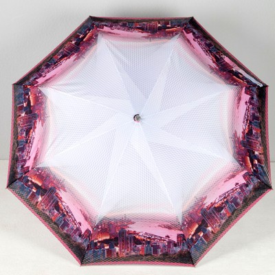 Зонт автоматический облегчённый «Рассвет», 3 сложения, 8 спиц, R = 51, цвет розовый/белый, L-19117-5