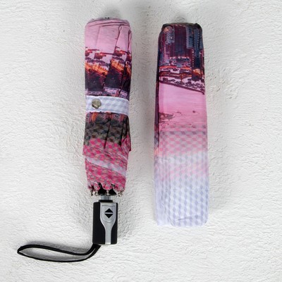 Зонт автоматический облегчённый «Рассвет», 3 сложения, 8 спиц, R = 51, цвет розовый/белый, L-19117-5