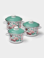 Набор эмалированных кастрюль «Армель», 3 шт.: 2 л, 3 л, 4 л, индукция, белый, зелёный - Фото 1