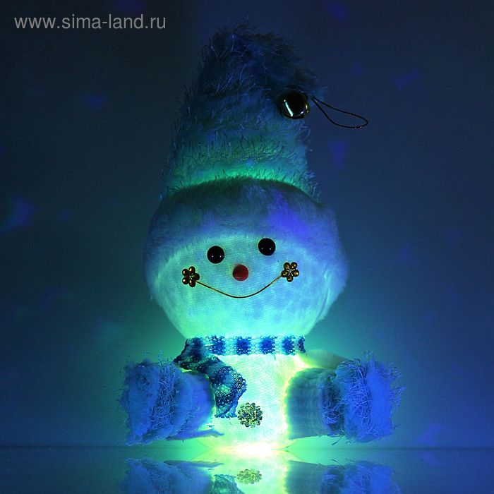 Игрушка световая "Веселый снеговик", 13х31 см, голубой, батарейки в комплекте - Фото 1