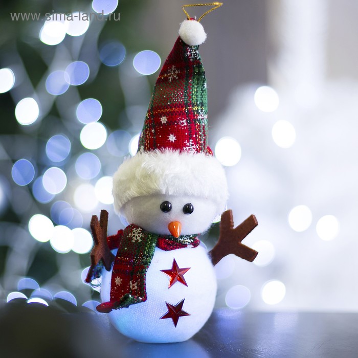 Игрушка световая "Снеговик со звездами", 18х27 см, батарейки в комплекте - Фото 1