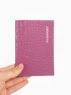 Обложка для паспорта, натуральная кожа, тиснение фольгой, сиреневая - Фото 4