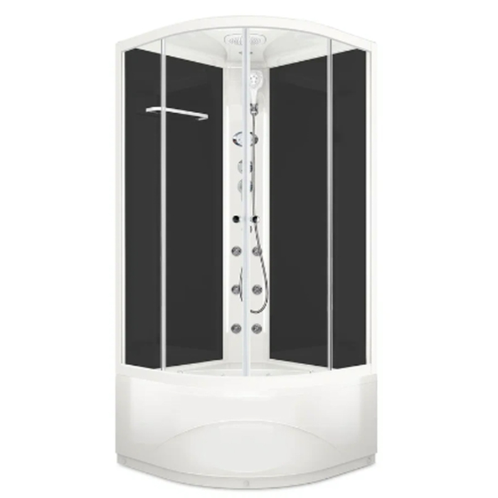 Душ.кабина Domani-Spa Delight Slim 99 high, черные стенки, г/м², 90×90×218 см, прозрачная - Фото 1