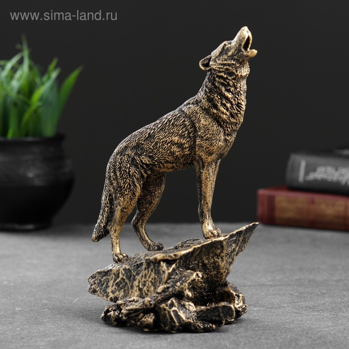 Фигурка полистоун «Волк», под бронзу, 10×11×20 см - Фото 1