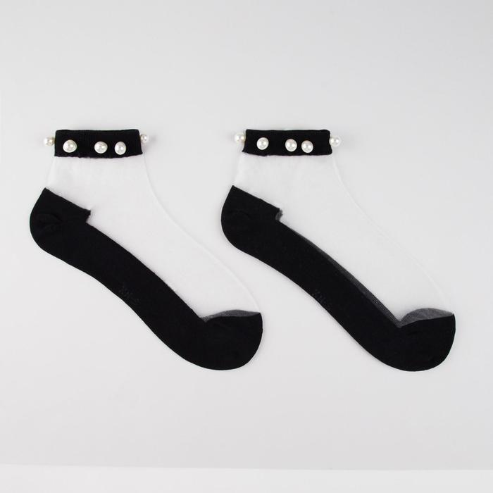 Носки женские "Бусинки", цвет чёрный/прозрачный, размер 23-25 (36-40) - Фото 1