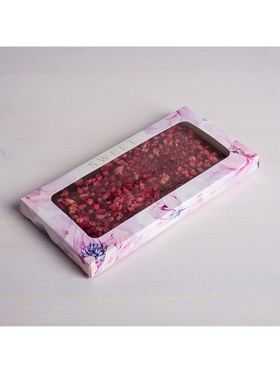 Коробка для шоколада, кондитерская упаковка с окном, Sweet, 17.3 х 8.8 х 1.5 см (комплект 5 шт)