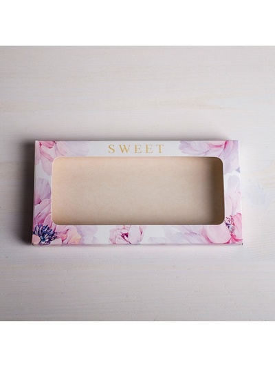 Коробка для шоколада, кондитерская упаковка с окном, Sweet, 17.3×8.8×1.5 см
