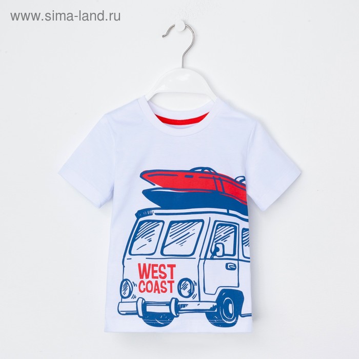 Футболка для мальчика KAFTAN "Surf" р.30 (98-104 см), белый - Фото 1