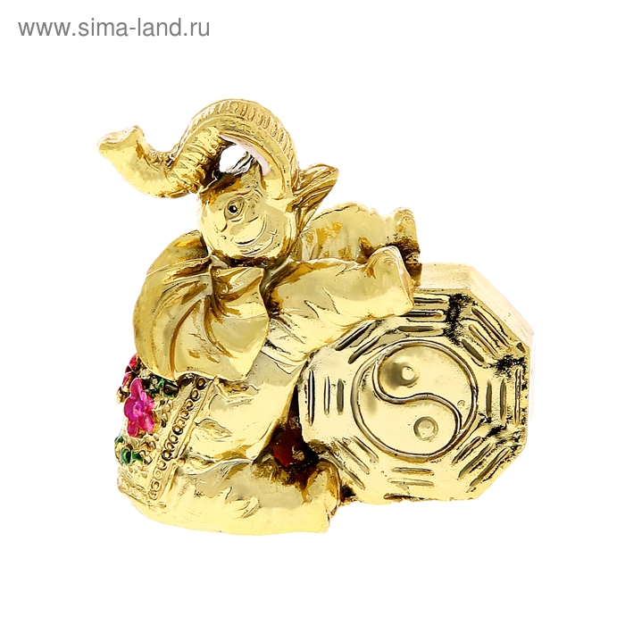 Нэцкэ золото "Слон на Ба-гуа" ( стабильность и устойчивость) 6 х 2,5 х 5 см - Фото 1