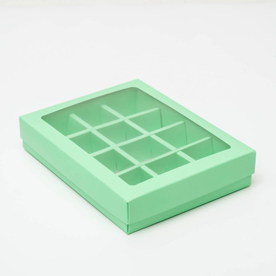 Коробка для конфет, 12 шт, мята, 19 х 15 х 3,5 см