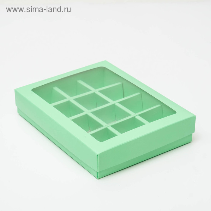 Коробка для конфет, 12 шт, мята, 19 х 15 х 3,5 см