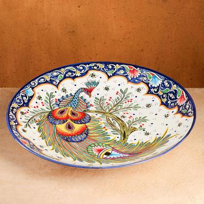 Ляган узбекский Риштанская Керамика «Павлин», d=42.5 см, синий