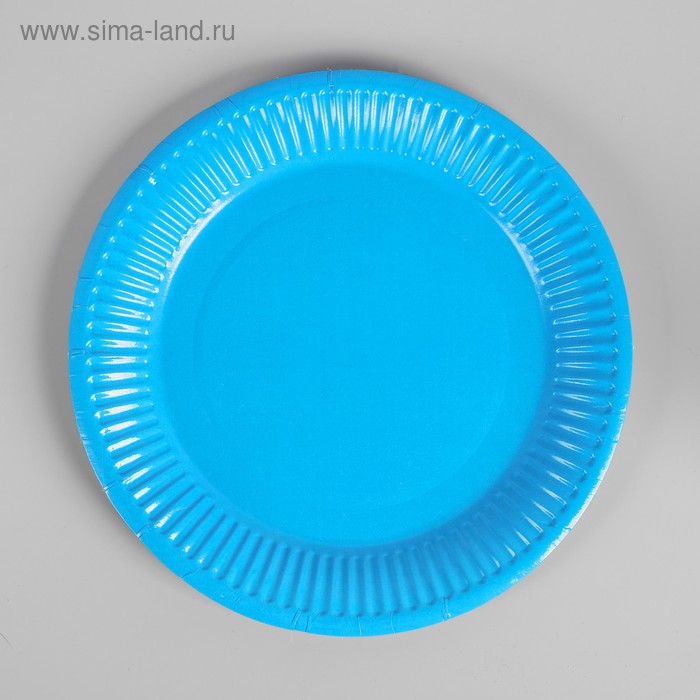 Тарелка бумажная, однотонная, цвет голубой - Фото 1