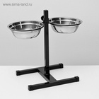 Подставка с мисками, 2×1 л, высота 40 см, разборная, чёрная - Фото 3