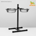 Подставка с мисками, 2×1.5 л, высота 50 см, разборная, чёрная - Фото 2